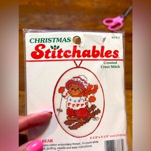 Vintage cross stitch ornament Christmas bear new in package‎